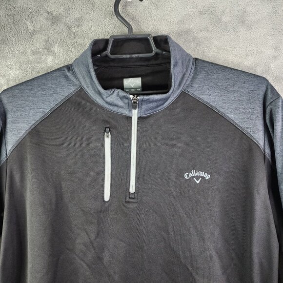 Mens Black & Gray Callaway Pullover Sweatshirt 1/4 Zip Long Sleeve Size XXL - Picture 4 of 12